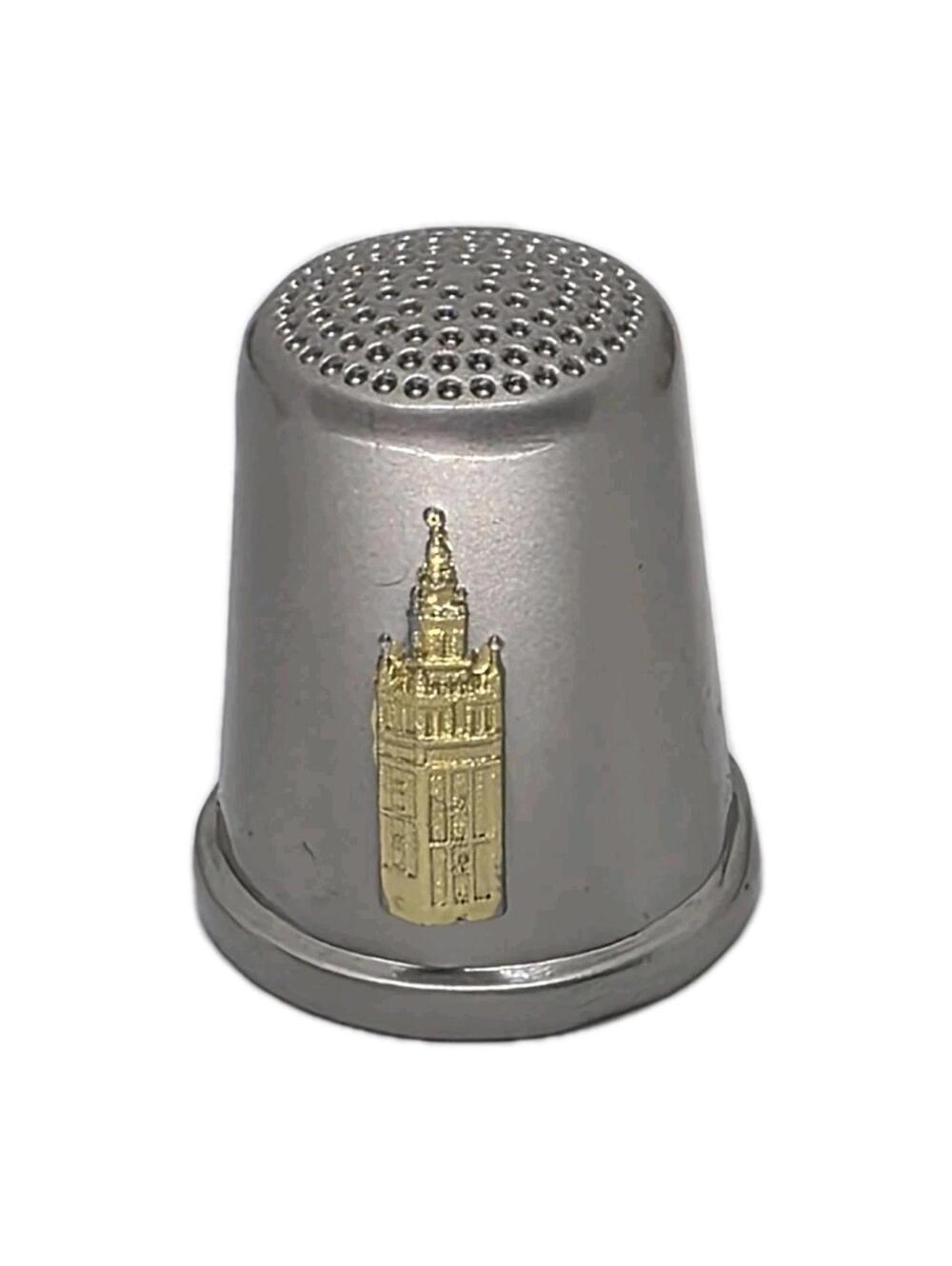 Sevilla Spain Souvenir Thimble Metal Gold Torre del Oro Sewing Collector Travel